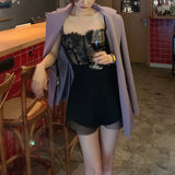 Summer New French Retro Blouse Lace Black Shorts Two Sets Of Retro Style