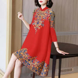 National Style Retro Improved Cheongsam Dress New 2026 Spring And Summer Temperament Middle-Age Mother Large-Size Women's Long Dress