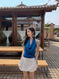 10188 # Summer Korean Version Of The Swing Tie Hanging Neck Sling Vest Women Sleeveless Slimming Back All-In-One With Chest Cushion