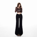YC& Hottie Low-Rise Horn Pants Slimming Tug Tug On The Floor Of Jeans Woman