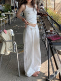 Cotton Tamplicing Embroidery Lace Spliced Casual Trousers With Embroidered Lace Cotton Slacks