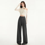 High-Grade Gray Suit Pants Women's Spring And Summer Hanging Pants 2025 New Small Straight Trousers Narrow Version Of Broad-Legged Trousers