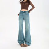 Early Spring Retro Nostalgic Micro-Horn Loose Thin Not Leg Horn Jeans Women's Elastic Slime