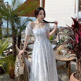 2026 New Summer Tea Break French Chic High-End Feeling Sweet First Love Temperament Fairy Floral Joint Dress Thin