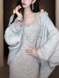 Toronto's Autumn V-Neck Wool Knitted Dress Lazy Sweater Suit Women's Dress