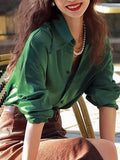 2025 New Ink Green Tops Lightly Cooked French Niche Set Of Tops Women's Design Sense Senior Shirt
