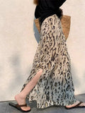 Beautiful Beautiful Dress Seaside Vacation High-Waisted Thin Leopard Print Open Fork A Word Half-Dress Woman Spring