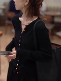 European Goods Heavy Autumn 2025 New Black Knitted Cardigan Long-Sleeved Niche Women's High-End Feel Blouse Tide