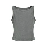 Vintage Black Sling Vest Wears Summer New Sleeveless T-Shirt Short Bottom Top