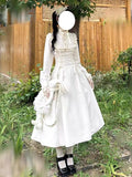 French Retro Court Style Dress Women Early Spring And Autumn Long Sleeves Small Long Dress Minimalist Style Wearing Waist Skirt