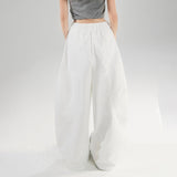 YC&2-Color Retro High-Rise Loose-Fitting Cived Trousers Tight Waist Wide Leg Trousers Pantyhose Panties Casual Trousers Women