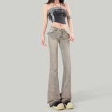 & Spice Girls Low-Rise Micro-Lapspepers Women 2026 New High Street Stunny Embroidered Old Horned Horseshoe Pants