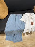 CHAO Class Recommendation! Light Blue Linen Jeans Women 2026 Summer New Pumping Design Wide Leg Pants