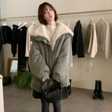 Korean Version Of Winter Retro Loose Inner Lamb Hair Thick Pie To Overcome Warm Cotton Coat Coat Coat 3 Colors