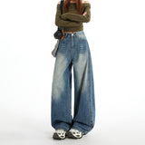 2026 Spring New Bag Cover Design Hips High-Waisted Loose Jeans Straight-Legged Tug Jeans Woman