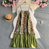 Spring And Summer 2025 New Yunnan Xinjiang Seaside Tourism Photo Bohemia Oil Painting Strapped Long Skirt Set