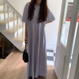 Korean Version Of Lazy Foundation Summer Cool And Clean Color Loose T-Shirt Dress Dress 5 Colors