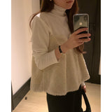 Korean Chic Winter Atmosphere Sense Of The Mood Of The Age-Reduced Design Of The Gentle Temperament Wearing Lamb Hair Sling Vest Woman
