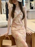 Charming Back Killing Man Wonderful Curve Lace Floral Skirt Sweet Temperament Sling Skirt Commuting High Waist