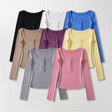 Sweet Hottie Tight Casual Elastic Knitting Collar Long-Sleeved T-Shirt Women's Autumn And Winter Plus Velvet Six Buckle Tops