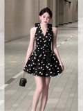 French Temperament Wave Point Hanging Neck Dress Woman 2025 Summer New Slim Waist Slim Skin Sexy A Short Skirt