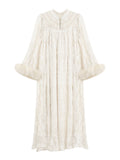 Heavy Industry Press Lace Fox Hairy Dress Women's New Chinese Court Loose Dress In Autumn And Winter