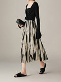 2025 Spring New Fashion High-Waist Thin Three House Folds Print A-Word Skirt Girl Tight Waist