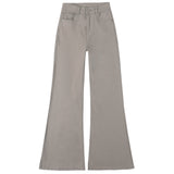 Light Gray Lazy Wind High-Waist High-Waist Elastic Micro-Tpeaker Jeans Women 2026 Spring New Thin Temperament Trumpet Trousers