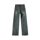 Cement Gray Narrow Version Of Broad-Legged Jeans Women Retro Winter Nostalgic Little Straight Pants