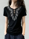 Spring And Summer Bohemian Short-Sleeved Female Round Collar Embroidery Design Thin Fabric Loose Holiday Style