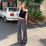 25 Years Of Spring And Summer New Elasticity Thin Feeling Slightly Loose Horn Knitted Casual Pants Women Black Trousers Snow Neil