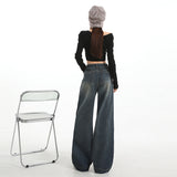 | Vintage High-Waisted Broad-Legged Trousers In The Fall Of 2025 New Set Thin Broad-Legged Jeans Woman Yichun