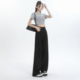 Suit Pants Women's Spring And Autumn Thin High Waist-Hanging Casual Gray Summer Narrow Version Of Drag Straight Broad Leg Sunscreen Pants