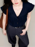 French Tibetan Blue Collar Short-Sleeved Shirt Summer 2026 This Year's Popular Explosion Of Women's High-End Commuting Top
