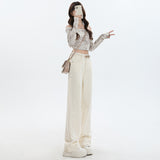 Apricot-Colored Narrow-Edscline Straight-Trousers Ultra-Comfortable Trousers And Lengths