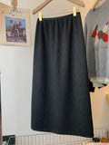 Sanscousian + Goat Wool Temperament Folded Tight Waist After Open Thin Straight Half-Dress Woman Hair This Dress
