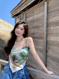 Suspension Vest Women Inside And Outside Wearing Summer Retro Back Ins Hot Girl Bean Turban Tset