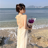 2025 Independent Design Handmade Rope Weaving Neck-Luck Holiday Dress Dress Seaside Holiday Dress