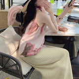 Who Said It Is Not Pure Love Of God Of War? Chiffon Short Dress Shoulder Shirt Spring And Summer Fresh And Sweet