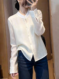 New Chinese Elegant High-End Temperament Apricot-Color Top Woman 2026 Early Spring Lady Bailing Age Reduction Style Thin Shirt
