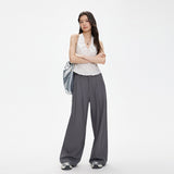 2026 Autumn Languid Wind Wide Leg Pants Women Loose Fall Feeling Folding Casual Straight Trousers Women