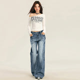 24Th Ootd! Rated Level | Heavy Craft Cat Wash Jeans Drag Floor Loose Straight Trousers