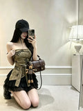 3030# Summer New Camouflage Printing Binding Splicing Bra Vest Body Body Girl Integrated With Breast Pad Top