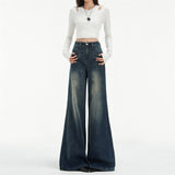 Vintage Blue High-Waisted Elastic Micro-Tipped Jeans Women 25 Years Of Autumn And Winter Burst Thin Hip-Tug Trousers