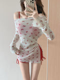 2026 Summer New Hooded Horned Split Swimsuit Women Three Sets Thin Fashion Yang Bow Bubble