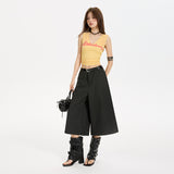 TXJ Black Striped Casual Seven-Point Shorts Women's Summer New High-Waisted Languid Straight Straight Leg Suit Pants