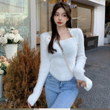 Pure Desire To Lead The Sweater Autumn And Winter Soft And Long Short Design Sense Of Niche Unique Fashion Thicken With Low-Necked Bottom Shirt