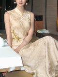 New Chinese Style Embroidered Dress Female High-End Temperament Sleeveless Cheques Dress