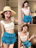 2026 Bikini New Swimsuit Women Slim Fresh Holiday Wind Women Feel Summer Three-Piece Set