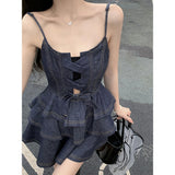 Cowboy Suspension Dress Women 2026 New French Doll T-Shirt Punk Dress Small Sweet Cool Two-Sleeve